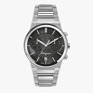 Buy Shop Salvatore Ferragamo Sapphire Chrono Black Dial Silver Steel Strap Watch for Men - SFME00321 USA Online