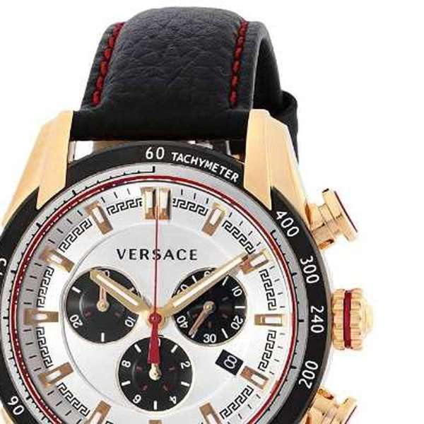 Buy Shop Versace V-Ray Chronograph White Dial Black Leather Strap Watch for Men - VDB040014 USA Online