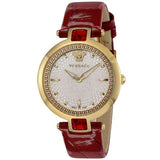 Buy Shop Versace Crystal Gleam White Dial Red Leather Strap Watch For Women - VAN040016 USA Online