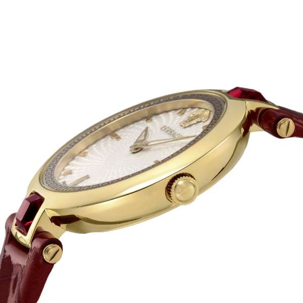 Buy Shop Versace Crystal Gleam White Dial Red Leather Strap Watch For Women - VAN040016 USA Online