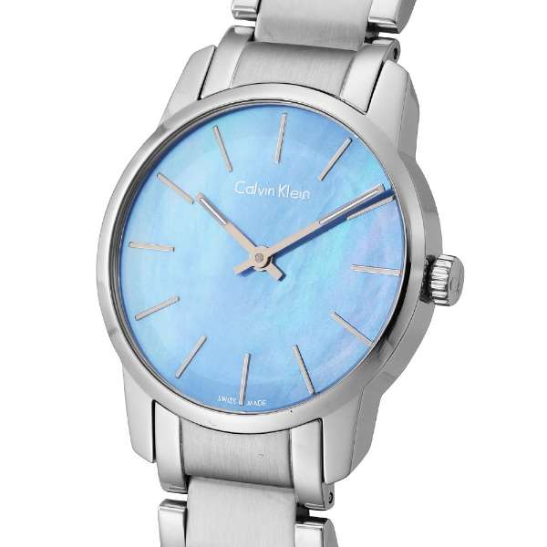 Buy Shop Calvin Klein City Mother of Pearl Blue Dial Silver Steel Strap Watch for Women - K2G2314X USA Online