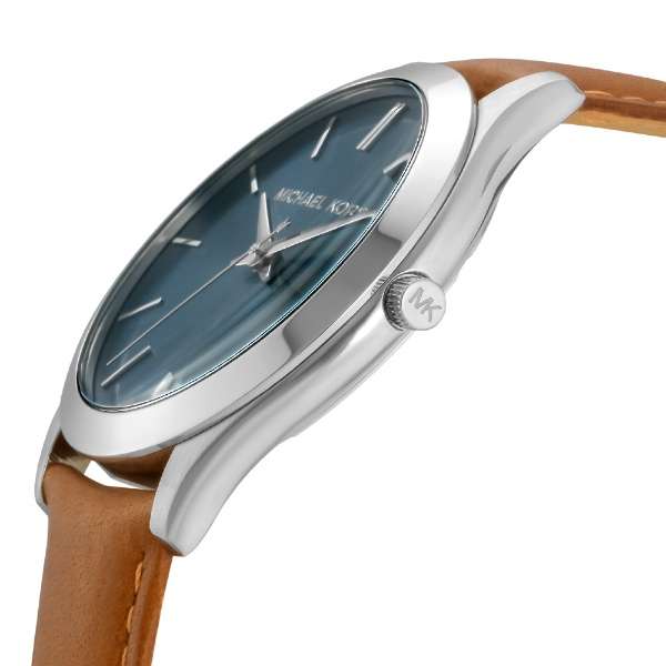 Buy Shop Michael Kors Slim Runway Analog Blue Dial Brown Leather Strap Watch For Men - MK8508 USA Online