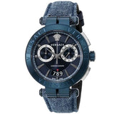 Buy Shop Versace Aion Chronograph Blue Dial Blue Leather Strap Watch for Men - VBR070017 USA Online