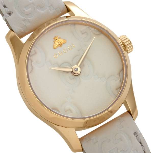 Buy Shop Gucci G Timeless Quartz White Dial White Leather Strap Watch For Women - YA126580A USA Online