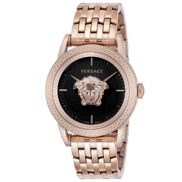Buy Shop Versace Palazzo Empire Black Dial Rose Gold Steel Strap Watch for Men - VERD00718 USA Online