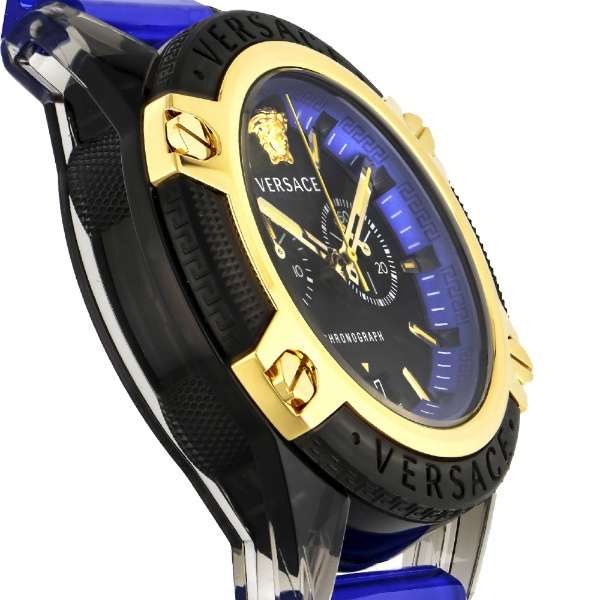 Buy Shop Versace Icon Active Chronograph Black Dial Blue Rubber Strap Watch For Men VEZ700521 USA Online