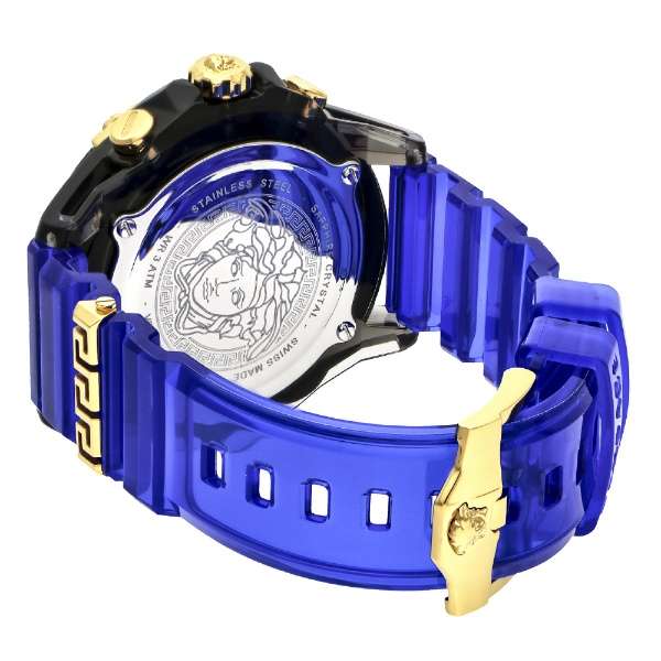 Buy Shop Versace Icon Active Chronograph Black Dial Blue Rubber Strap Watch For Men VEZ700521 USA Online