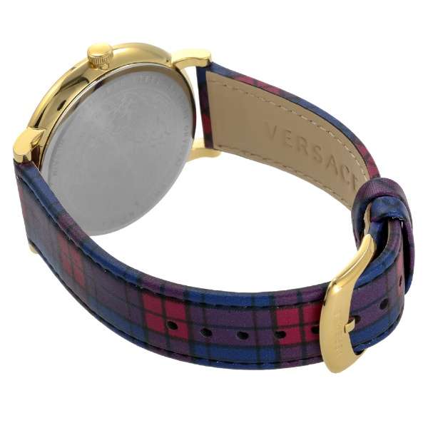 Buy Shop Versace V-Circle The Clans Edition Black Dial Red & Blue Leather Strap Watch for Women - VEBQ00218 USA Online