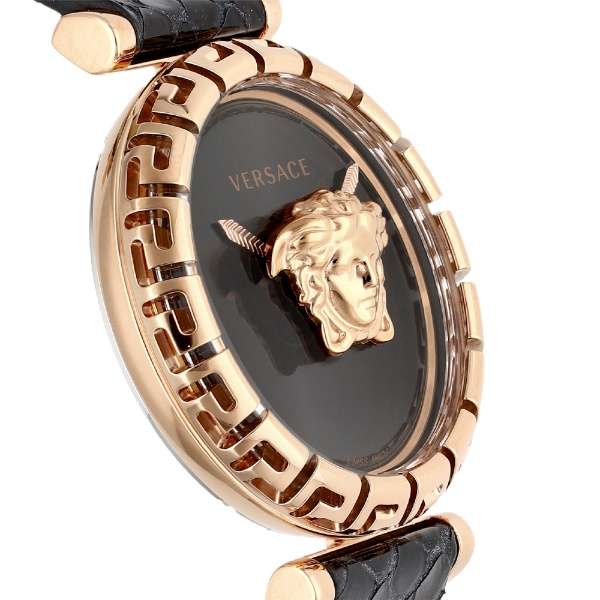Buy Shop Versace Palazzo Empire Greca Black Dial Black Leather Strap Watch for Women - VEDV00719 USA Online