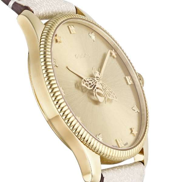 Buy Shop Gucci G Timeless Quartz Gold Dial Beige Leather Strap Watch For Women - YA1264180 USA Online