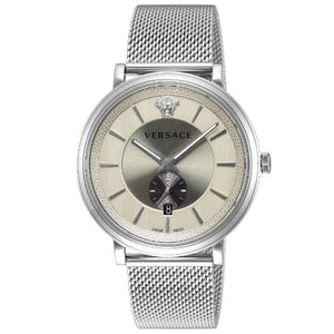 Buy Shop Versace V-Circle Silver Dial Silver Mesh Bracelet Watch for Men - VBQ060017 USA Online