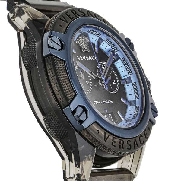 Buy Shop Versace icon Active Chronograph Black Dial Black Silicone Strap Watch For Men - VEZ700622 USA Online