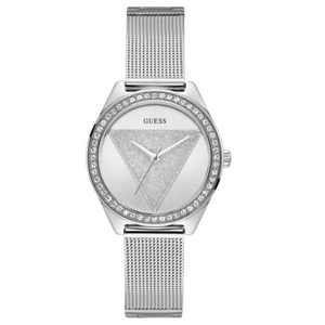 Buy Shop Guess Tri Glitz Quartz Silver Dial Silver Mesh Bracelet Watch For Women - W1142L1 USA Online