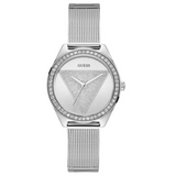 Buy Shop Guess Tri Glitz Quartz Silver Dial Silver Mesh Bracelet Watch For Women - W1142L1 USA Online