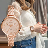 Buy Shop Fossil Jacqueline Rose Gold Dial Rose Gold Steel Strap Watch for Women - ES3970 USA Online