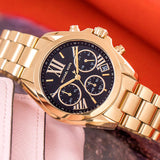 Buy Shop Michael Kors Bradshaw Chronograph Black Dial Gold Steel Strap Watch For Women - MK6959 USA Online