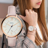 Buy Shop Fossil Jacqueline White Dial Pink Leather Strap Watch for Women - ES3988 USA Online