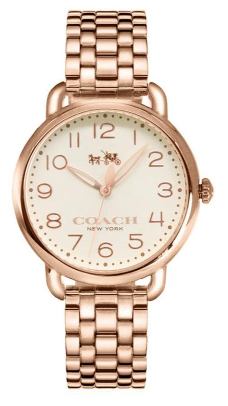 Buy Shop Coach Delancey White Dial Rose Gold Steel Strap Watch for Women - 14502262 USA Online