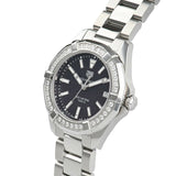 Buy Shop Tag Heuer Aquaracer Quartz Diamonds Black Dial Silver Steel Strap Watch for Women - WAY131P.BA0748 USA Online