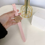 Buy Shop Michael Kors Runway Three Hand Crystal Pave Dial Pink Rubber Strap Watch For Women - MK6854 USA Online