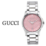 Gucci G Timeless Pink Dial Silver Steel Strap Watch For Women - YA126524