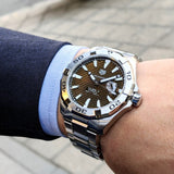 Buy Shop Tag Heuer Aquaracer Calibre 5 Automatic Sunray Brown Dial Silver Steel Strap Watch for Men - WAY2018.BA0927 USA Online