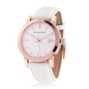 Burberry The City White Dial White Leather Strap Watch for Women - BU9108