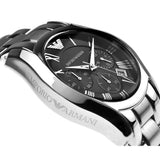 Buy Shop Emporio Armani Velente Chronograph Black Dial Silver Steel Strap Watch For Women - AR0674 USA Online