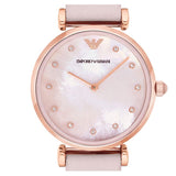 Buy Shop Emporio Armani Gianni T Bar Mother Of Pearl Pink Dial Pink Leather Strap Watch For Women - AR1958 USA Online