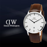 Buy Shop Daniel Wellington Dapper Bristol White Dial Brown Leather Strap Watch For Women - DW00100090 USA Online