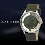 Buy Shop Marc Jacobs Tether Transparent Green Dial Green Leather Strap Watch for Women - MBM1378 USA Online