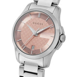 Gucci G Timeless Pink Dial Silver Steel Strap Watch For Women - YA126524