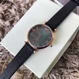Buy Shop Emporio Armani Gianni T Bar Black Mother of Pearl Dial Black Leather Strap Watch For Women - AR11060 USA Online