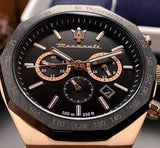 Buy Shop Maserati Stile Black Matte Dial Black Leather Strap Watch For Men - R8871642001 USA Online
