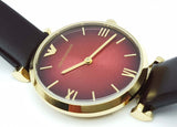 Buy Shop Emporio Armani Gianni T Bar Burgundy Dial Burgundy Leather Strap Watch For Women - AR1757 USA Online