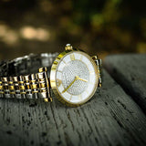 Buy Shop Emporio Armani Gianni T Bar Analog White Dial Two Tone Steel Strap Watch For Women - AR2076 USA Online