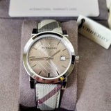 Buy Shop Burberry The City Grey Dial Checked Grey Leather Strap Watch for Women - BU9118 USA Online