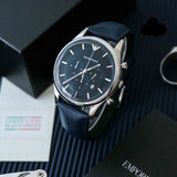 Buy Shop Emporio Armani Lambda Chronograph Blue Dial Blue Leather Strap Watch For Men - AR11018 USA Online