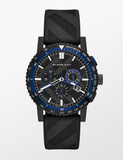 Burberry The City Chronograph Black Dial Black Rubber Strap Watch For Men - BU9806