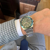 Buy Shop Fossil Everett Chronograph Green Dial Silver Steel Strap Watch for Men - FS5964 USA Online