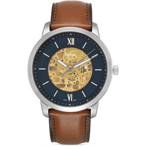 Buy Shop Fossil Neutra Automatic Luggage Skeleton Blue Dial Brown Leather Strap Watch for Men - ME3160 USA Online