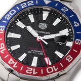 Buy Shop Tag Heuer Aquaracer GMT Caliber 7 Pepsi Black Dial Silver Steel Strap Watch for Men - WAY201F.BA0927 USA Online