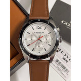 Coach Sullivan Chronograph White Dial Brown Leather Strap Watch for Men - 14602057