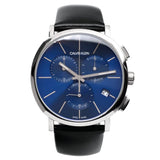 Buy Shop Calvin Klein Chronograph Blue Dial Black Leather Strap Watch for Men - K8Q371CN USA Online
