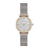 Buy Shop Emporio Armani Gianni T Bar Mother of Pearl Dial Silver Mesh Bracelet Watch For Women - AR2068 USA Online