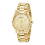 Gucci G Timeless Gold Dial Gold Steel Strap Watch For Women - YA126553