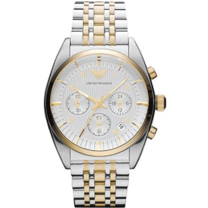 Buy Shop Emporio Armani Classic Chronograph White Dial Two Tone Steel Strap Watch For Men - AR0396 USA Online
