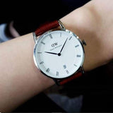 Buy Shop Daniel Wellington Dapper Bristol White Dial Brown Leather Strap Watch For Women - DW00100098 USA Online