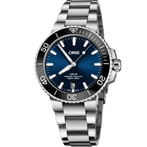 Buy Shop Oris Aquis Date Blue Dial Silver Steel Strap Watch for Men - 0173377304135-0782405PEB USA Online