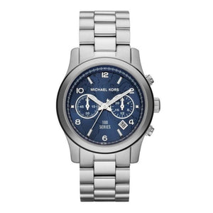 Buy Shop Michael Kors Hunger Stop 100 Series Navy Blue Dial Silver Steel Strap Watch for Women - MK5814 USA Online